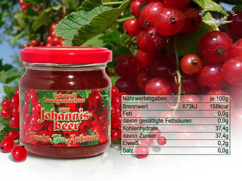 Bio Roter Johannisbeer Frucht-Aufstrich - St-Michaelshof - Rosengrün