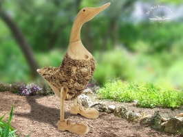Holztier - Ente mit Schuhen 
