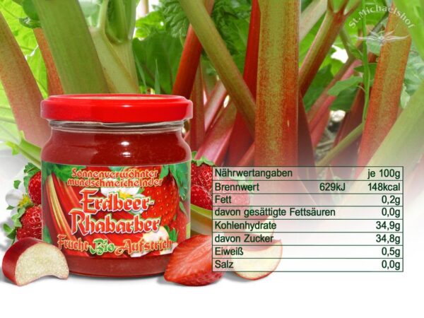 Bio Erdbeer-Rhabarber Frucht-Aufstrich – Bild 3