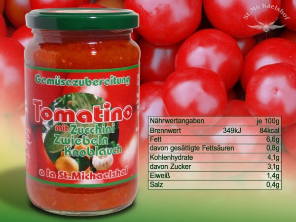 Bio Tomatino mit Zucchini, Zwiebeln, Knoblauch – Bild 3